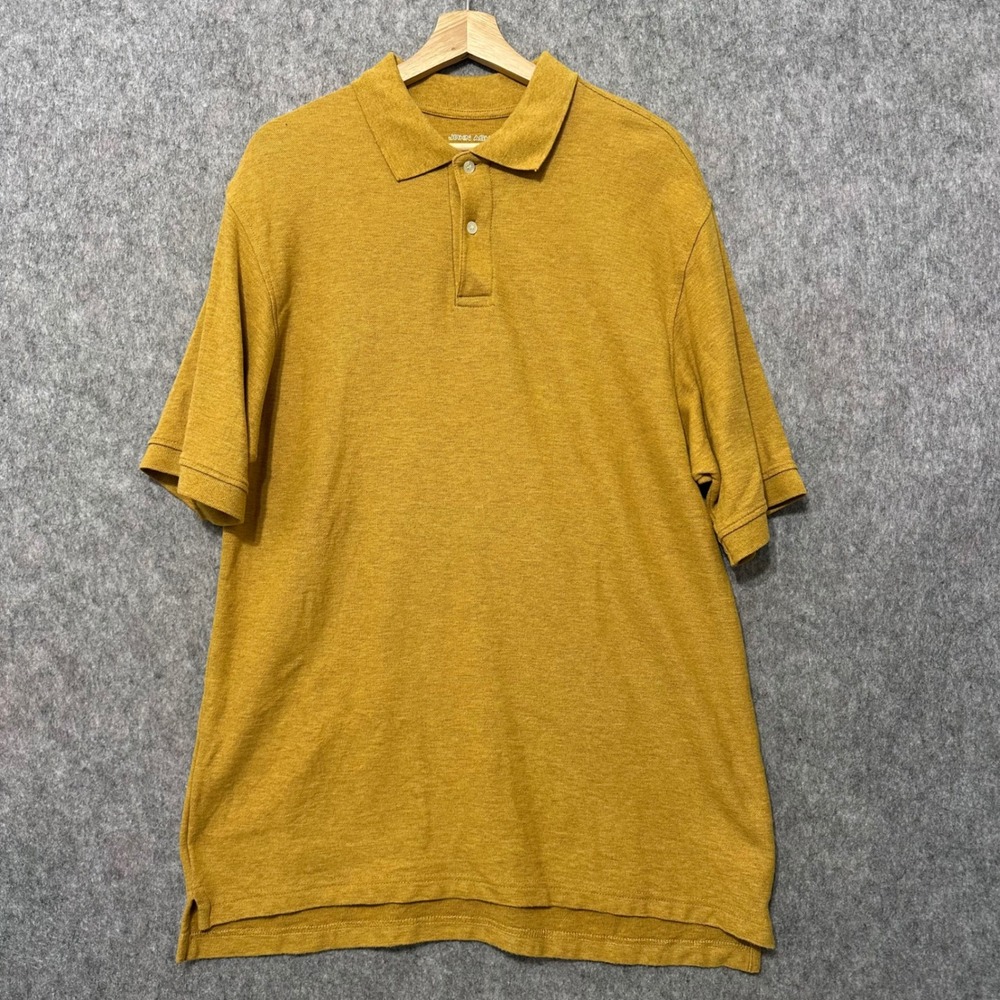 John Ashford Polo Shirt Mens Large Mustard Yellow Cotton Pique Short Sleeve